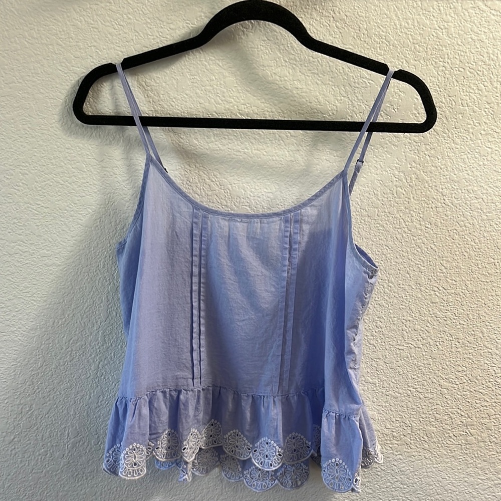 Frenchi Blue Lace Spaghetti Strap Crop Top